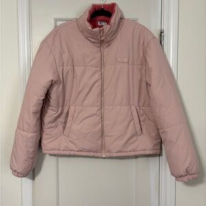 Fila Cropped Pink Puffer Jacket